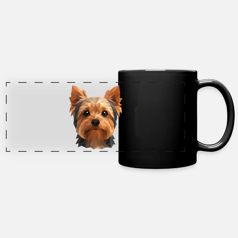 Mignon Yorkshire Terrier – Polygon Dog Design - Mug panoramique uni - noir