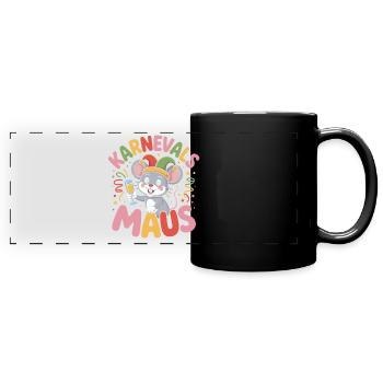 Karnevalsmaus Karneval Köln Kölner Karnevals Maus - Panorama-Tasse farbig - Schwarz - Vorne