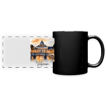 Watercolor of The Vatican - Full Colour Panoramic Mug - black - Front