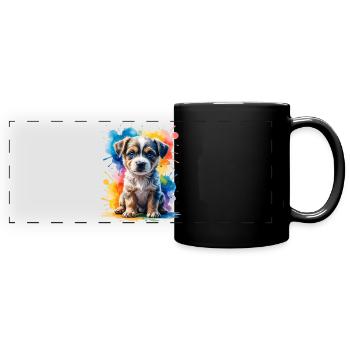 Puppy Watercolor Color Explosion - Full Colour Panoramic Mug - black - Front
