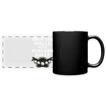 Décorez les salles avec des normales et des balles de golf de Noël - Mug panoramique uni - noir - Devant