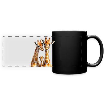 Giraffes Trio Illustration on Textiles - Full Colour Panoramic Mug - black - Front