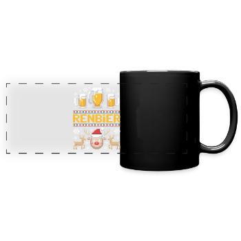 Ugly Sweater Weihnachtsbier Rentier Trio - Panorama-Tasse farbig - Schwarz - Vorne