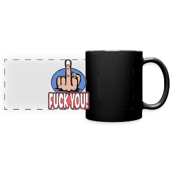 Middle Finger Stinky Finger Fuck You Design - Full Colour Panoramic Mug - black - Front