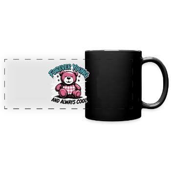 Forever Young Teddybär Grafik - Panorama-Tasse farbig - Schwarz - Vorne