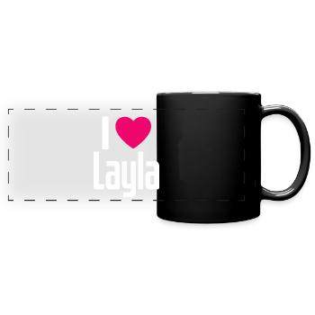 I Love Layla Pinkes Herz Ich liebe Layla - Panorama-Tasse farbig - Schwarz - Vorne