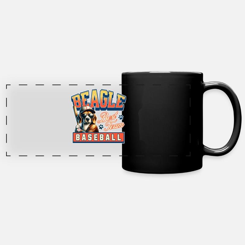 L’équipe de baseball Beagle et les amateurs de baseball - Mug panoramique uni - noir