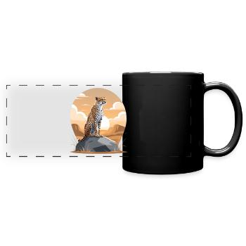 Guépard au coucher de soleil du désert - Mug panoramique uni - noir - Devant