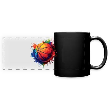 Basketball Splash Art - Design Ballon de Basket - Full Colour Panoramic Mug - black - Front