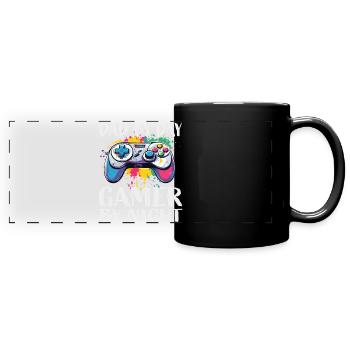 Papa le jour, joueur le soir - Mug panoramique uni - noir - Devant