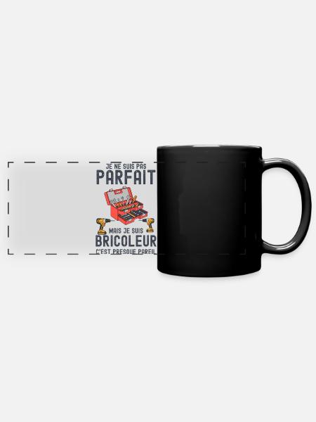 Handwerker nicht perfekt, aber fast - Panorama-Tasse farbig - Schwarz