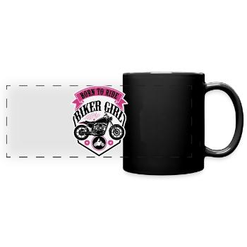 Biker Girl Motorcycle Shield - Panorama-Tasse farbig - Schwarz - Vorne