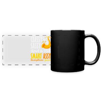 Elegant Sassy Saxophon Saxophonist Queen Frauen - Panorama-Tasse farbig - Schwarz - Vorne