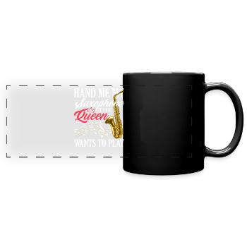 Hand Me My Saxophone Saxophonist Queen - Panorama-Tasse farbig - Schwarz - Vorne