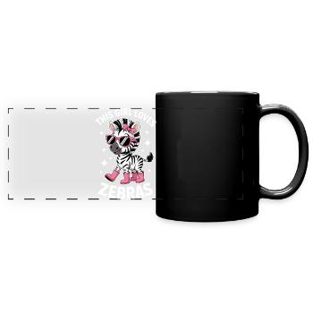 Zebra Spruch Lustiges Zebra Geschenk - Panorama-Tasse farbig - Schwarz - Vorne
