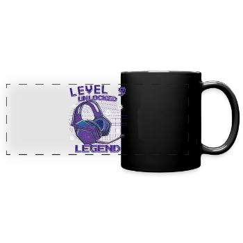 Level 9 Unlocked Kopfhörer Neon - Panorama-Tasse farbig - Schwarz - Vorne