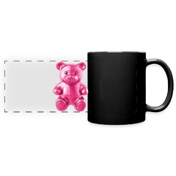 Pink Shiny Bear Motif - Full Colour Panoramic Mug - black - Front