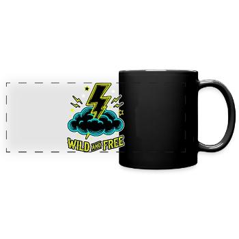 Nuage de foudre sauvage et libre - Mug panoramique uni - noir - Devant