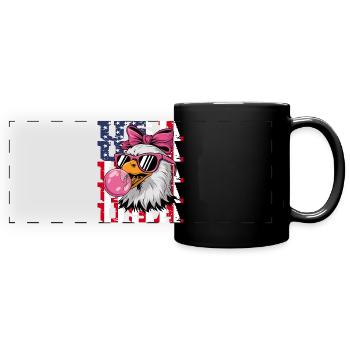 USA Eagle With Sunglasses Bubblegum Pink - Full Colour Panoramic Mug - black - Front