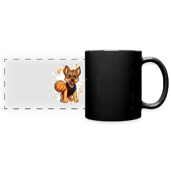 Basketball dog in game mode - Full Colour Panoramic Mug - black - Front