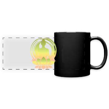 Pastell Buddha im Lotusstempel - Panorama-Tasse farbig - Schwarz - Vorne