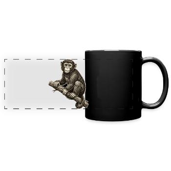 Illustration de singe dans un style vintage - Mug panoramique uni - noir - Devant