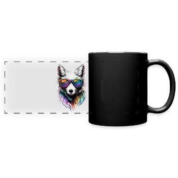 Polarfuchs Schneefuchs Eisfuchs Süßer Weißer Fuchs - Panorama-Tasse farbig - Schwarz - Vorne