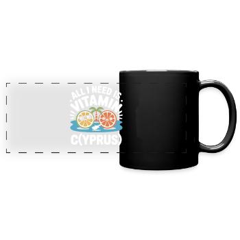 Chypre Tout ce dont j’ai besoin, c’est de vitamines Chypre Drapeau chypriote - Mug panoramique uni - noir - Devant