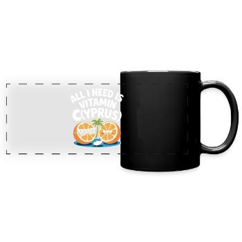 Chypre Tout ce dont j’ai besoin, c’est de vitamines Chypre Drapeau chypriote - Mug panoramique uni - noir - Devant