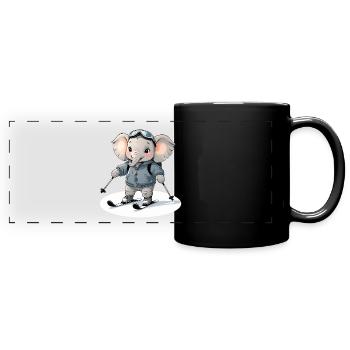 Skifahrender Elefant Hoodie - Panorama-Tasse farbig - Schwarz - Vorne