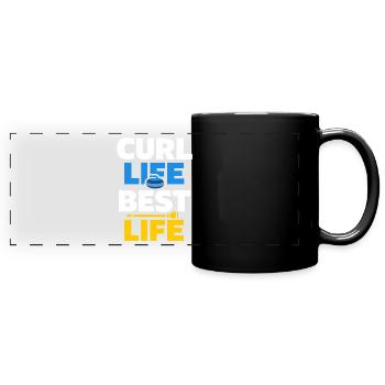 Curling, balayage drôle, cardio dur avec balai - Mug panoramique uni - noir - Devant