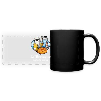 Bretagne im Herzen Hermine Kouign Amann - Panorama-Tasse farbig - Schwarz - Vorne