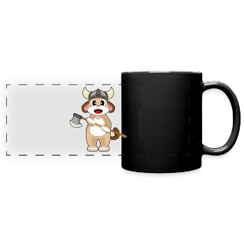 Hache Viking de chien - Mug panoramique uni - noir - Devant