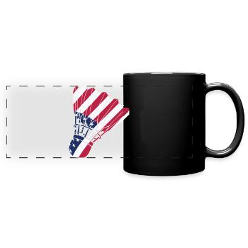 USA Badminton Player Lover American Flag Patriot - Full Colour Panoramic Mug - black - Front