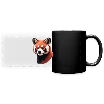 Roter Panda Kopf – Digitale Malerei - Panorama-Tasse farbig - Schwarz - Vorne