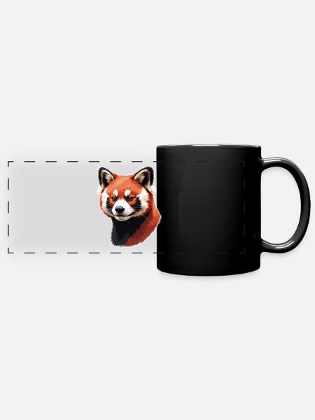 Roter Panda Kopf – Digitale Malerei - Panorama-Tasse farbig - Schwarz
