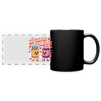 Valentinstags-Erdnussbutter und Marmelade verbreiten die Liebe - Panorama-Tasse farbig - Schwarz - Vorne