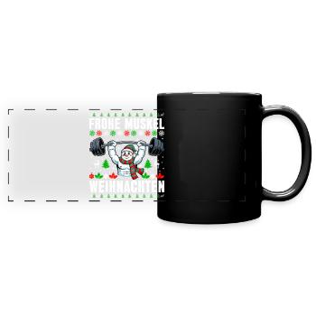 Gym MERRY MUSCLE CHRISTMAS Funny - Full Colour Panoramic Mug - black - Front