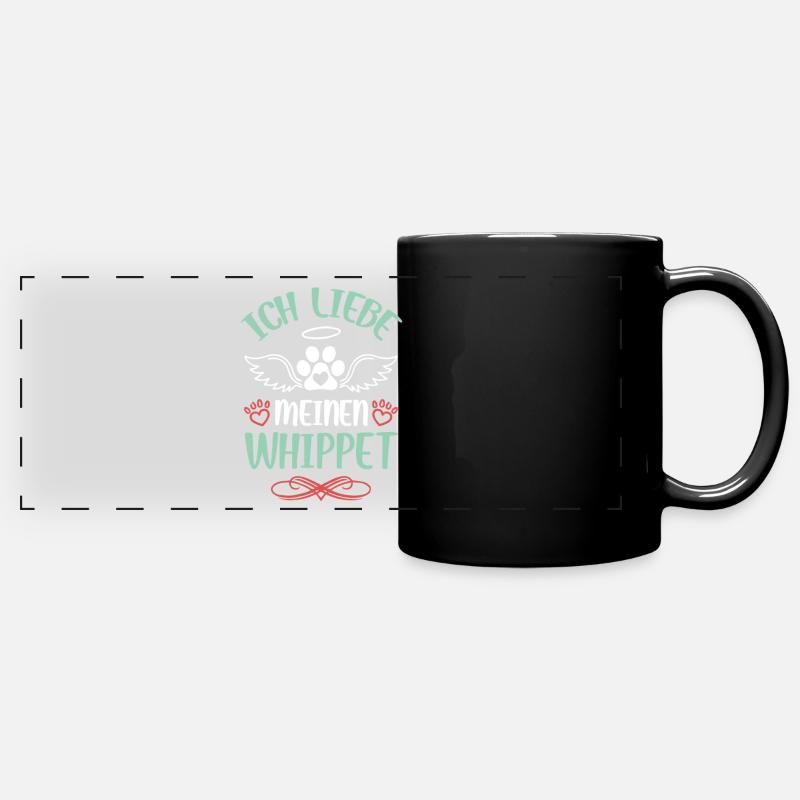 WhippetLove with wings - Full Colour Panoramic Mug - black