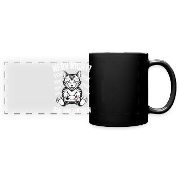 Nerv nicht bin am Zocken Gamer Katze Design - Panorama-Tasse farbig - Schwarz - Vorne