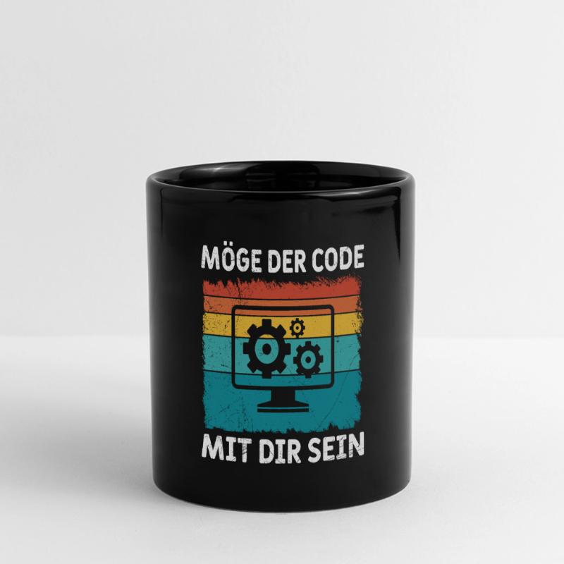 Nerd Computer MÖGE DER CODE MIT DIR SEIN LUSTIG Panorama-Tasse farbig