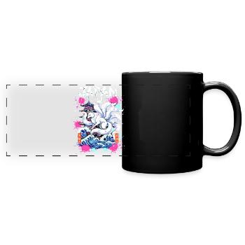 Kitsune Japan Pagoda – Anime Fox Spirit - Full Colour Panoramic Mug - black - Front
