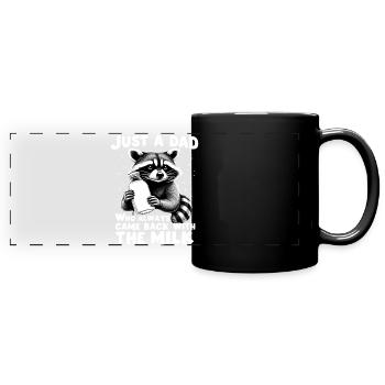 Milk-Bearing Father Raccoon - Full Colour Panoramic Mug - black - Front