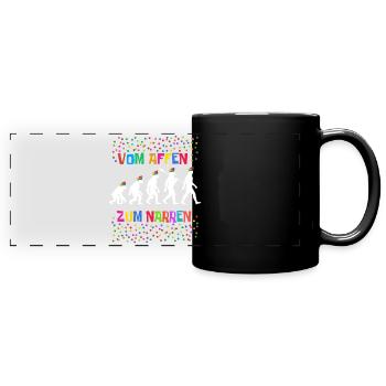 Homo Carnival | From Monkey to Fool, Shrovetide - Full Colour Panoramic Mug - black - Front