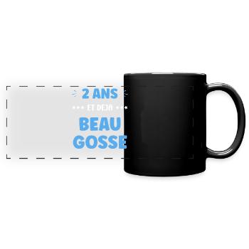 Two years already handsome - Full Colour Panoramic Mug - black - Front