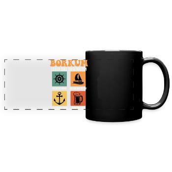 North Sea BORKUM LIVE AND SWITCH OFF Retro Funny - Full Colour Panoramic Mug - black - Front