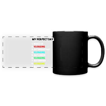 Mein perfekter Tag Vlogging-Zeitplan – Creator-Kunst - Panorama-Tasse farbig - Schwarz - Vorne