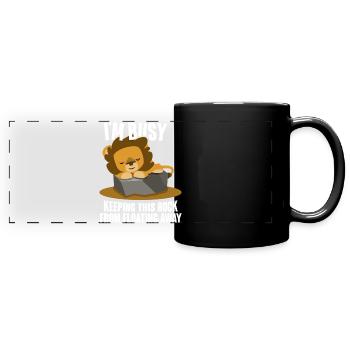 Safari Afrique Savane de la faune du Serengeti Lion - Mug panoramique uni - noir - Devant