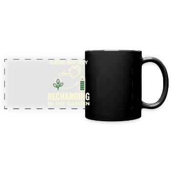 Social Battery Recharging Garden Humor - Full Colour Panoramic Mug - black - Front