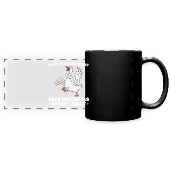 Funny goose saying Something's wrong - Full Colour Panoramic Mug - black - Front